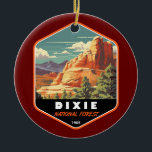 Adorno De Cerámica Dixie National Forest Utah Travel Art Vintage<br><div class="desc">Diseño artístico de vectores del bosque nacional Dixie. El bosque nacional más grande de Utah,  se extiende a lo largo de la brecha entre la Gran Cuenca y el río Colorado.</div>
