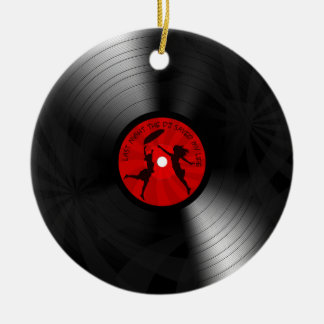 Adorno De Cerámica DJ ahorró anoche mi negro del disco de vinilo de