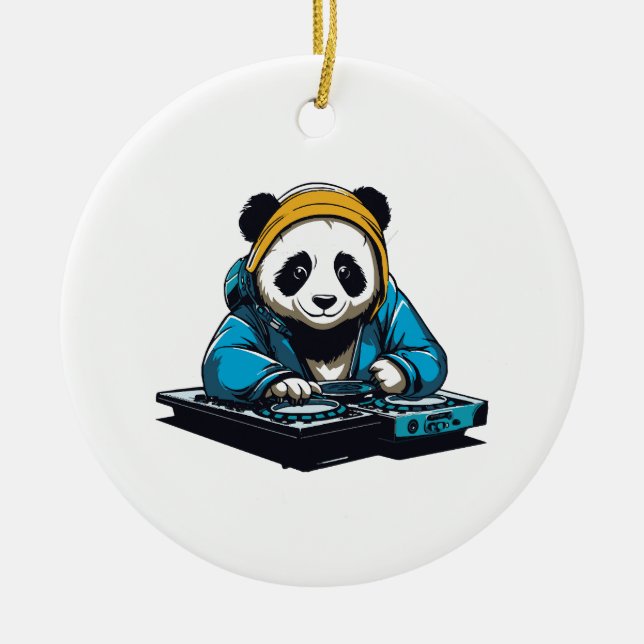 Adorno De Cerámica DJ Kawaii Panda (Frente)