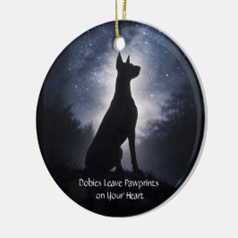 Adorno De Cerámica Dobby o Pinscher Doberman Navidad