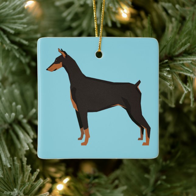 Adorno De Cerámica Doberman (Árbol)