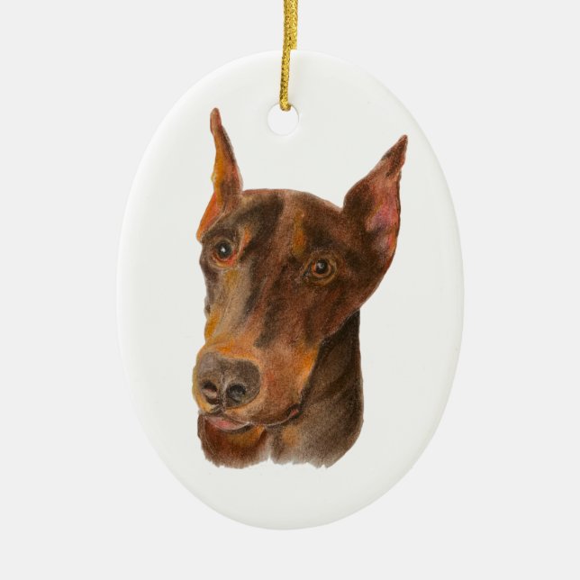 Adorno De Cerámica Doberman Pinscher (Frente)