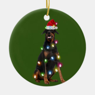 Adorno De Cerámica Doberman Pinscher Con Navidades Scafts Sant