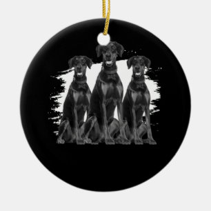 Adorno De Cerámica Doberman Pinscher dueño de un perro negro Mascota 