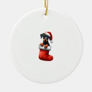 Adorno De Cerámica Doberman Pinscher En Navidades De Muerte Santa Hat