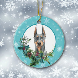 Adorno De Cerámica Doberman Pinscher Evergreen Blue Snack