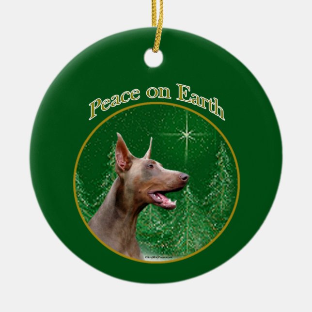 Adorno De Cerámica Doberman Pinscher (isabella) Peace (Frente)