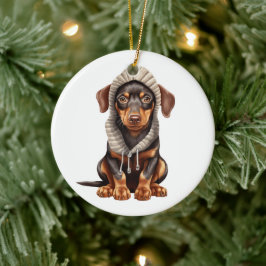 Adorno De Cerámica Doberman Pinscher Perro Arte Personalizado