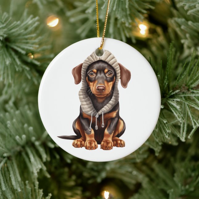 Adorno De Cerámica Doberman Pinscher Perro Arte Personalizado (Árbol)