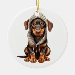 Adorno De Cerámica Doberman Pinscher Perro Arte Personalizado