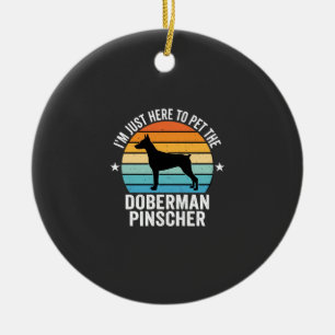 Adorno De Cerámica Doberman Pinscher Retro Acaricia
