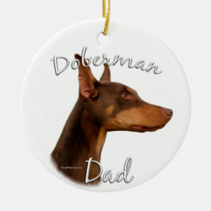 Adorno De Cerámica Doberman Pinscher (rojo) Papá 2