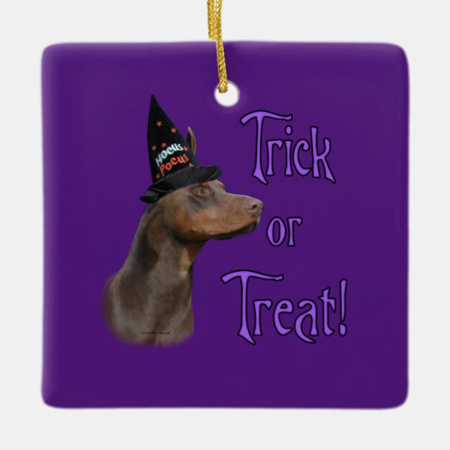 Adorno De Cerámica Doberman Pinscher Trick (Anverso)