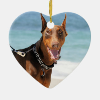 Adorno De Cerámica Doberman - rojo - malo al hueso