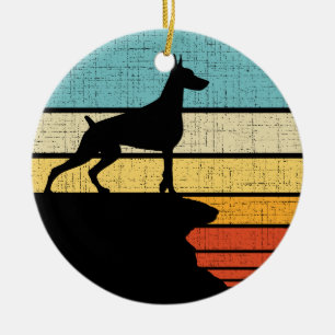 Adorno De Cerámica Dobermann Retro Vintage 60s 70s Dog Puppy Dueño L