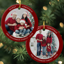 Doble Cara Dos Fotos Rojo Feliz Navidad