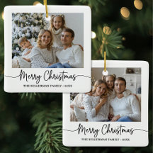 Doble Cara Personalizado Dos Fotos Feliz Navidad