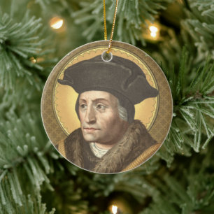 Adorno De Cerámica Doble imagen de St. Thomas More (SAU 026) Circular
