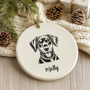 Adorno De Cerámica Doble Navidad de perro Dobermann Personalizada