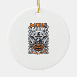 Adorno De Cerámica Doble Trabajo Bruja Calabaza Halloween Telaraña