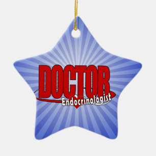 Adorno De Cerámica DOCTOR ROJO GRANDE endocrinólogo del LOGOTIPO