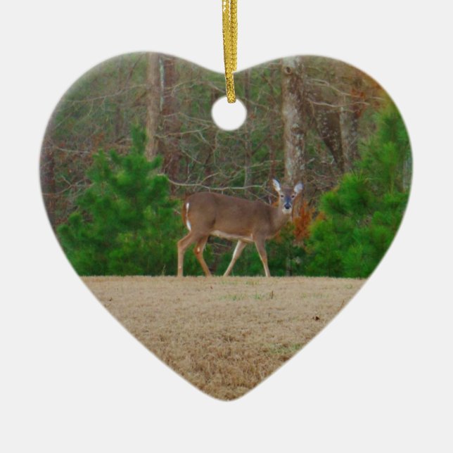 Adorno De Cerámica Doe a Deer & Pine Trees (Frente)