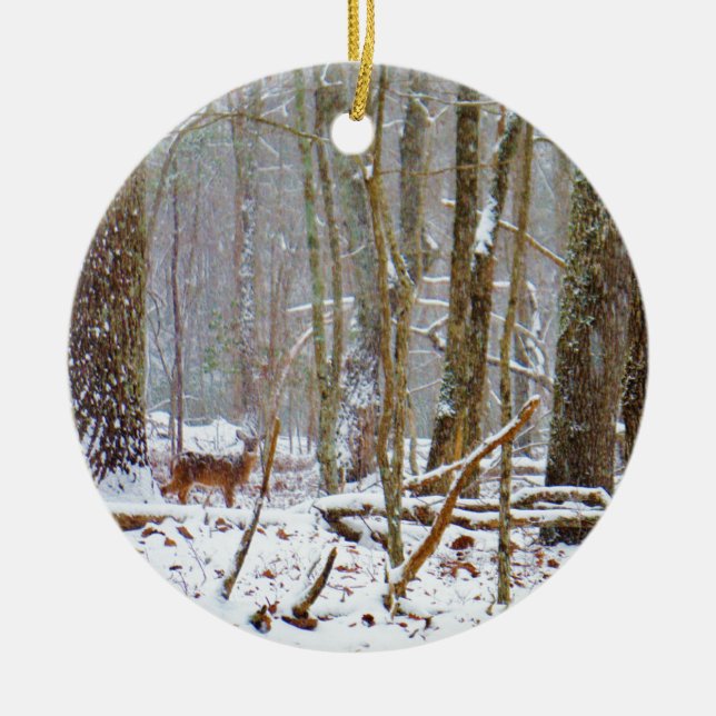 Adorno De Cerámica Doe in the snow, Deer in Lake Arrowhead (Frente)