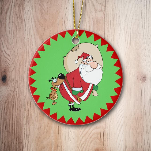 Adorno De Cerámica Dog Biting Santa Funny Christmas Ornament (Subido por el creador)