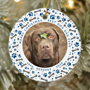 Adorno De Cerámica DOG DAD Paw Imprime Navidades de fotografía Mascot