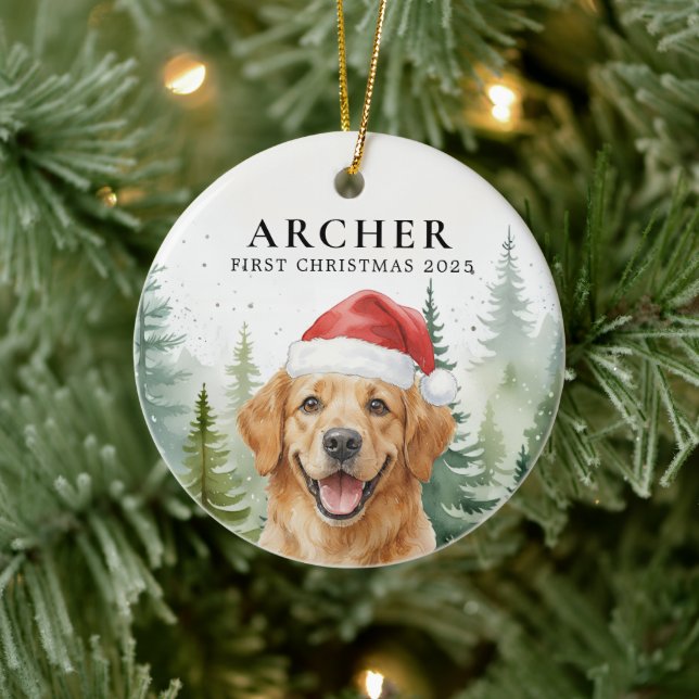 Adorno De Cerámica Dog First Christmas Pet Puppy Photo Personalized  (Árbol)