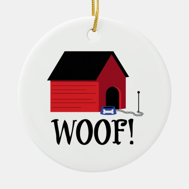 Adorno De Cerámica Dog House Woof (Frente)