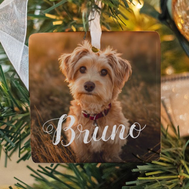 Adorno De Cerámica Dog Simple Name Christmas Script Ornament (Subido por el creador)