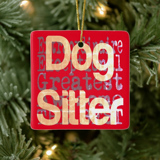 Adorno De Cerámica Dog Sitter Extraordinaire (Árbol)