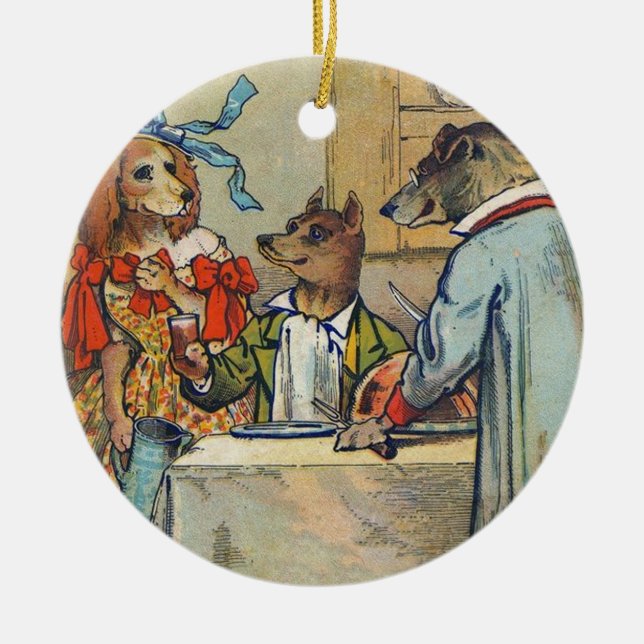 Adorno De Cerámica Doggy de la cena victoriana de perro Vestido (Frente)