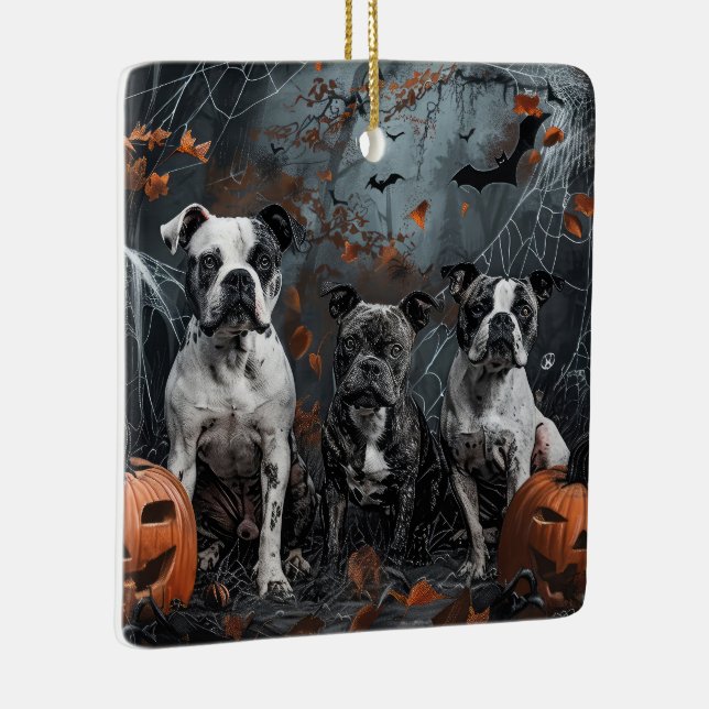 Adorno De Cerámica Doggy de la noche norteamericana Staffordshire Hal (Derecha)