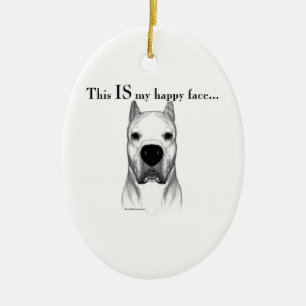 Adorno De Cerámica Dogo Argentino Happy Face