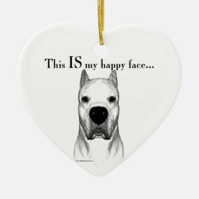Adorno De Cerámica Dogo Argentino Happy Face (Frente)