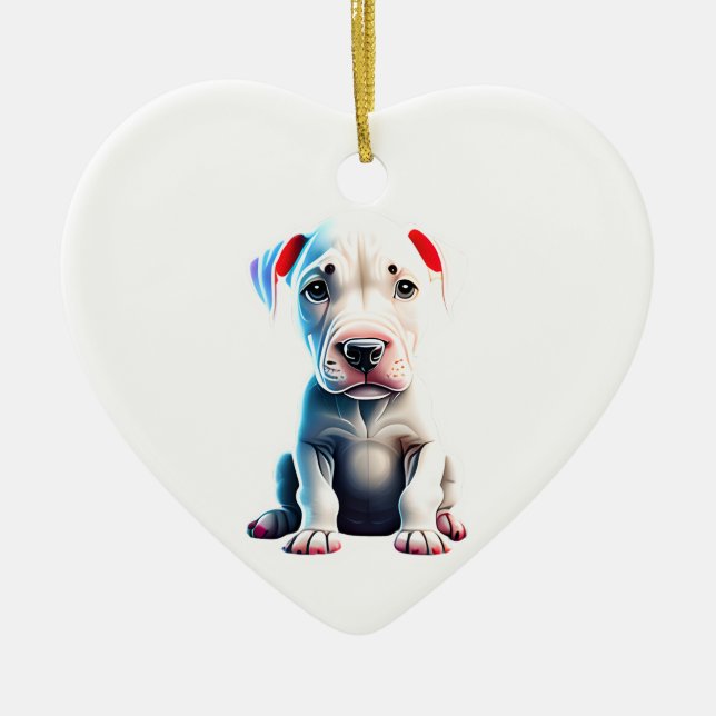 Adorno De Cerámica Dogo Argentino Puppy personalizado (Frente)