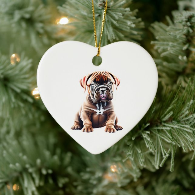 Adorno De Cerámica Dogue de Bordeaux Puppy personalizado (Árbol)
