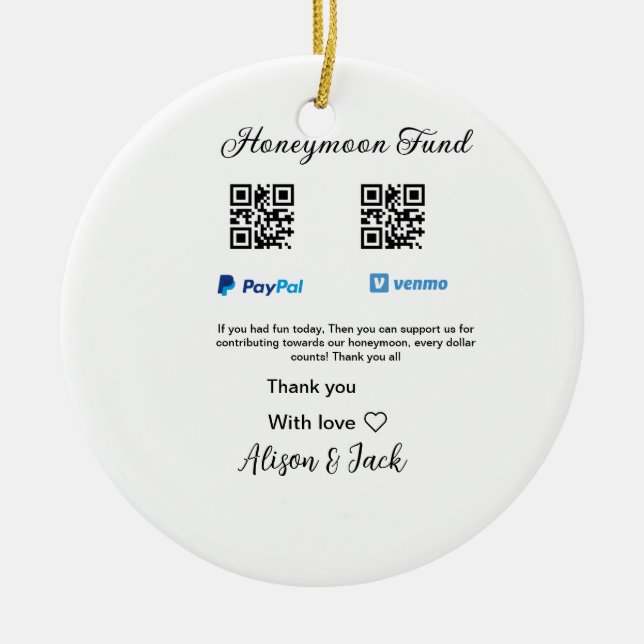 Adorno De Cerámica Donación de fondo de luna de miel venomo paypal Q  (Frente)