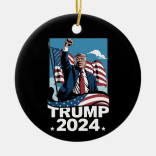 Adorno De Cerámica Donald Trump 2024 Elección EEUU Bandera Americana