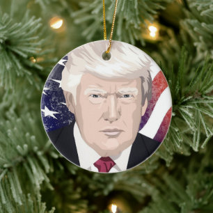 ADORNO DE CERÁMICA DONALD TRUMP CHRISTMAS ORNAMENTE