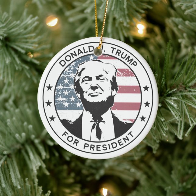 Adorno De Cerámica Donald Trump como presidente #MAGA (Árbol)