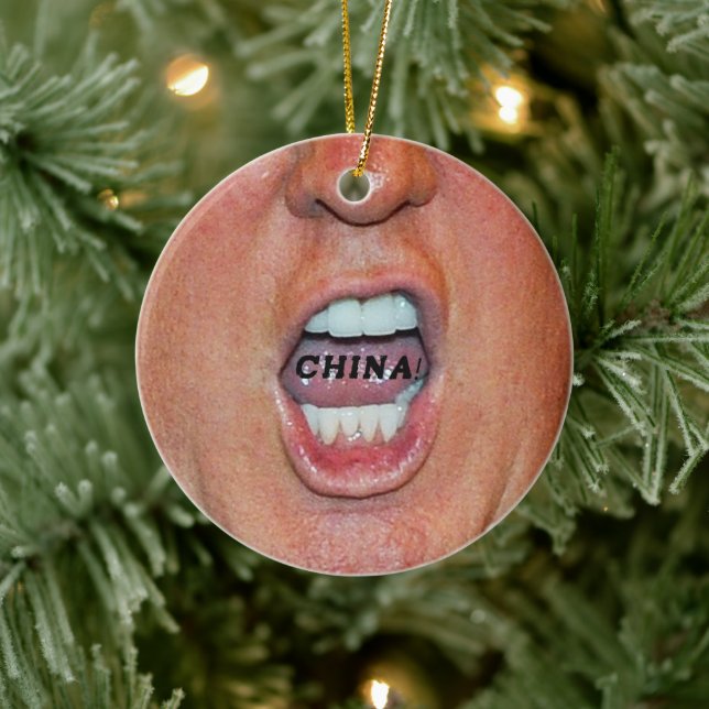 Adorno De Cerámica Donald Trump grita "China" (Árbol)