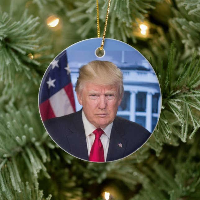 ADORNO DE CERÁMICA DONALD TRUMP HANDSOME RISTMAS ORNAMENTE RETRATO (Árbol)