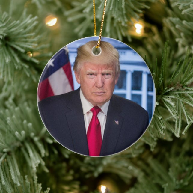 ADORNO DE CERÁMICA DONALD TRUMP HANDSOME RISTMAS ORNAMENTE RETRATO (Árbol)