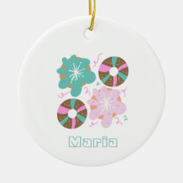 Adorno De Cerámica Donas Glaseadas de Navidad con Garabatos Rosas