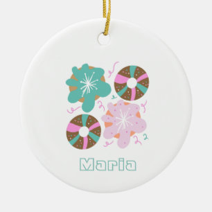 Adorno De Cerámica Donas Glaseadas de Navidad con Garabatos Rosas