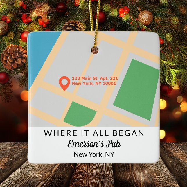 Adorno De Cerámica Donde Todo Empezó Pareja Navidades Keepsake (Where It All Began Couple Keepsake Christmas Ceramic Ornament
)