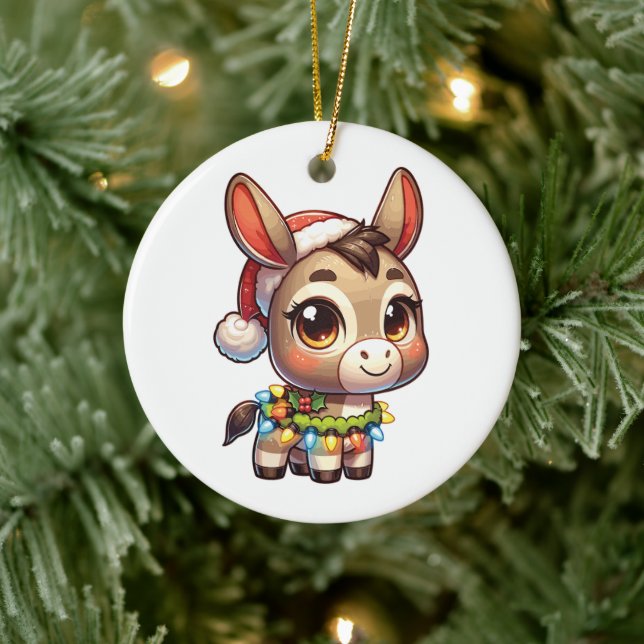 Adorno De Cerámica Donkey Merry navidad Animales de invierno adoran b (Árbol)